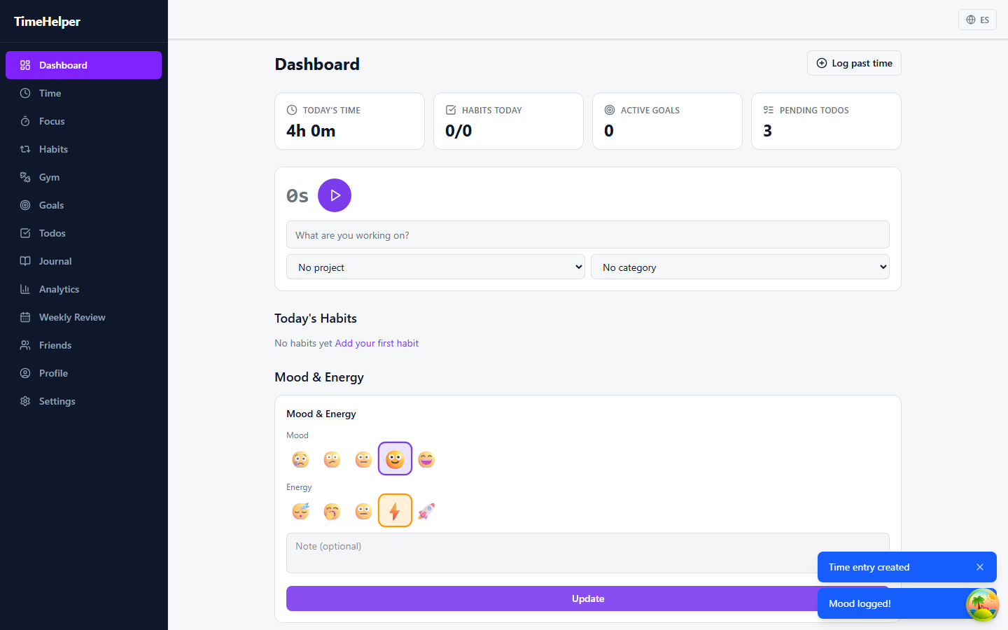 TimeHelper screenshot